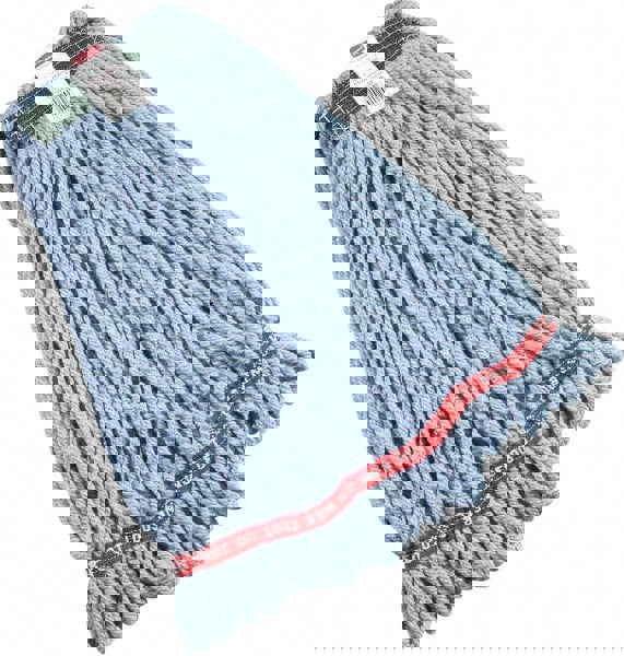 Web Foot Wet Mop Head, Shrinkless, Cotton/synthetic, Blue, Medium, 6/carton